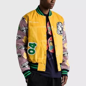 Vestes de baseball de bonne qualité pour hommes avec manches en cuir/Veste universitaire en cuir à manches longues matelassée coupe-vent en gros - Product Image 5