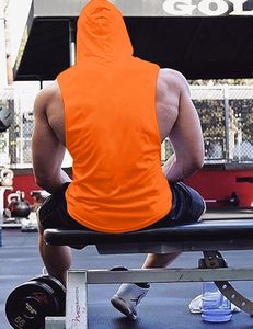 <b>Men's</b> Breathable Quick Dry Spandex/Cotton <b>Sleeveless</b> Gym <b>Hoodie</b> Summer Workout Tank Top Embroidery Sports Training Fitness - Product Image 3