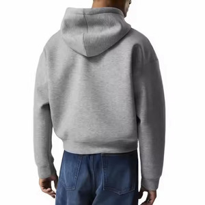 Sweat à capuche zippé pour hommes 100% coton surdimensionné haut en polaire court uni 500/400gsm poids lourd pour l'hiver - Product Image 3