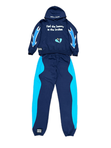 Survêtement avec impression bouffante et broderie, 2 pièces, deux pièces, capuche, impression de lettres, impression d'anime, jogger, impression, manches longues - Product Image 2