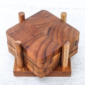 New Modern Design Eco-Friendly Mango Wood Tea <b>Coaster</b> <b>Sets</b> Custom Size Wholesale Supplier Handmade Wooden Tea <b>Coaster</b> - Product Image 5