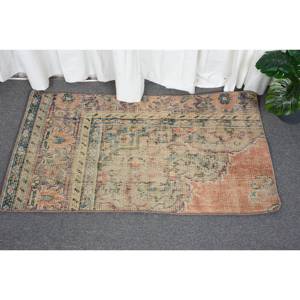 Vintage 2 X 3.5ft Beige Orange Laine Tapis Classique Grande Surface Tapis Turc Patchwork Rectangle Abstrait Latex pour Tapis De Chambre - Product Image 1