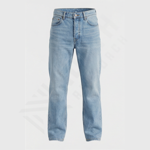 Jeans en denim pour homme, coupe droite, 100% coton enduit, qualité supérieure, lavés, fermetures éclair solides, options personnalisables, vente en gros, OEM - Product Image 1