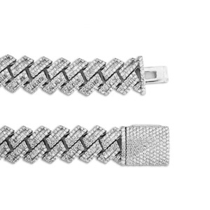 Bijoux de luxe en argent sterling 925 de meilleure qualité Chaîne cubaine glacée avec diamant Moissanite pour les fêtes - Product Image 4
