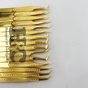 Pinzas personalizadas con logotipo de visón, nuevo estilo, juego de pinzas para extensión de pestañas de acero inoxidable dorado, sólido sostenible con punta puntiaguda - Product Image 5
