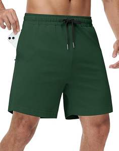 Pantalones Cortos Deportivos Personalizables para Hombre, 100% Algodón, Estilo Urbano, Hasta la Rodilla, Bermudas con Cordón, Diseño Sólido, Tela de Estambre - Product Image 4