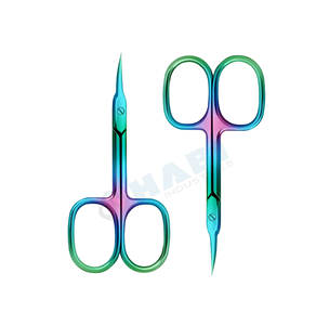 Ciseaux à cuticules pour ongles 2 pièces petits ciseaux ciseaux en acier inoxydable ciseaux à cuticules pour étiquette de peau ciseaux de manucure de couleur incurvée extra fine - Product Image 1