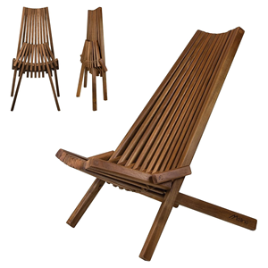 Modern Wooden Slatted <b>Lounge</b> <b>Chair</b> Unique & Comfortable Design for Indoor or <b>Outdoor</b> Relaxation - Product Image 2