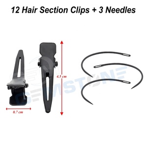 Kit d'outils professionnels en acier inoxydable pour l'installation d'extensions de cheveux avec pinces, boucles de traction, aiguilles et étui - Product Image 5