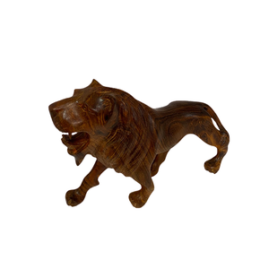 Escultura De León hecha a mano de madera, impresionante escultura de León, animales de madera decoraciones para el hogar - Product Image 4