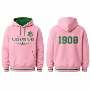 Sudadera con Capucha Alpha Kappa Alpha AKA 1908, Logotipo Rosa y Verde, Sudadera Unisex de Forro Polar, Ropa Casual de Otoño - Product Image 1