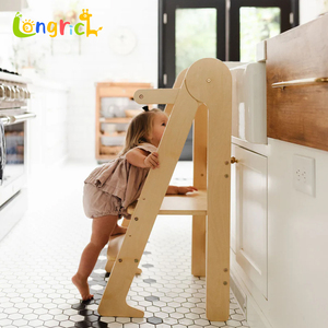 Aide de cuisine <span class=keywords><strong>Montessori</strong></span> pour enfants, échelle à marches en bois, hauteur réglable, tabouret d'activité pour tout-petits - Product Image 6