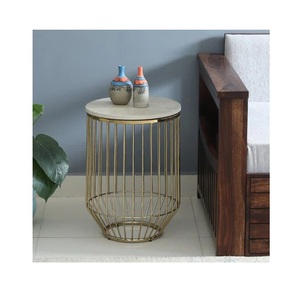 Support en métal doré fait à la main en bois pur Table d'appoint d'une seule pièce de qualité salle à manger maison grande Table basse prix bon marché - Product Image 2