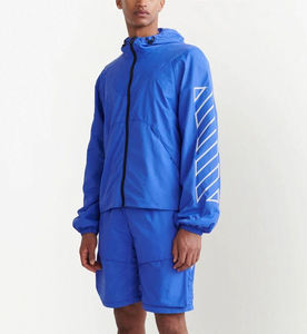 Vente en gros pour hommes Ensemble short coupe-vent pour hommes 100% polyester Couleur personnalisée Jogging Wear Ensemble short coupe-vent zippé - Product Image 3