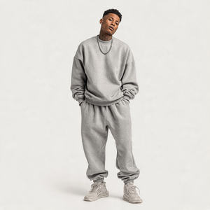 Conjunto Deportivo Holgado de Estilo Urbano con Lavado Ácido para Hombre, Sudadera con Capucha y Hombros Caídos, Pantalones Deportivos Extra Grandes, Talla Grande, 2 en 1 - Product Image 2