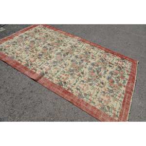 Alfombra turca Vintage clásica Beige rojo 5,2X9 pies área grande lana látex respaldo Patchwork Tabriz rectángulo pasillo para decoración de habitación - Product Image 2