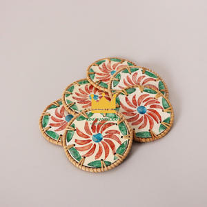 Top 1 Supplier in Vietnam Portable Wood <b>Coasters</b> Set <b>Heat</b> Insulation Teacup Mat & Rattan for Drinks & Teacups - Product Image 1
