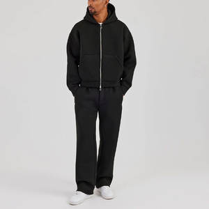 ชุดฮู้ดดี้ซิปทรงบ็อกซี่ผ้าคอตตอน 100% หนัก 500 GSM พร้อมโลโก้สั่งทำ และกางเกงจ็อกเกอร์ ชุดแทรคสูทคุณภาพสูงสำหรับผู้ชาย สไตล์สตรีทแวร์ - Product Image 5