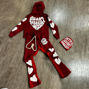 ชุดเซ็ตเสื้อฮู้ดดี้ทรงหลวมและกางเกงขายาวทรงบาน ผ้าฝ้าย 100% น้ำหนักเบา สไตล์วินเทจ ล้างสีแบบแอซิดวอช 3 มิติ สำหรับฤดูหนาว มีไซส์พลัส - Product Image 3