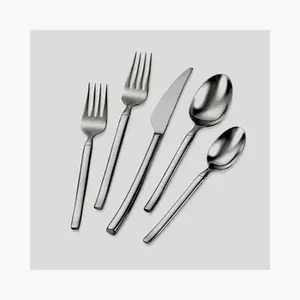 Ensembles de couverts en acier inoxydable de qualité supérieure de couleur argent avec un design élégant, parfaits pour les repas à la maison et la vaisselle de mariage - Product Image 1