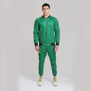 Latest 2024 Arrival <b>Men</b> Green Digital Printed Lightweight Tracksuit Set <b>Men</b> Zipper <b>Bomber</b> <b>Jacket</b> With Jogging Trousers Set - Product Image 2