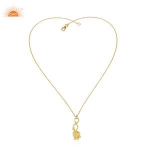 Joyería de moda más vendida, collar con colgante de flor de latón con piedras preciosas de circonita cúbica chapada en oro de 18 quilates, fabricante de joyería fina Demi - Product Image 2