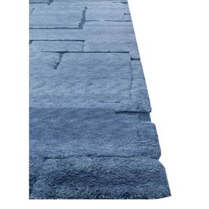 Alfombras de Lana Anudadas a Mano Zuri Blue AKWL-1777, Diseño Geométrico Abstracto para Dormitorio, Alfombra Rectangular Hecha a Mano Estilo Tabriz con Forma de Rompecabezas para el Hogar - Product Image 4
