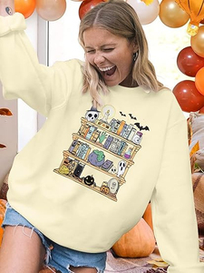 เสื้อฮู้ดโอเวอร์ไซส์สำหรับเด็กผู้หญิงวัยรุ่นเสื้อสเวตเตอร์เสื้อสวมหัวผ้าคอตตอนลำลองของผู้หญิงลายฮาโลวีนแบบน่ากลัว2025 - Product Image 3