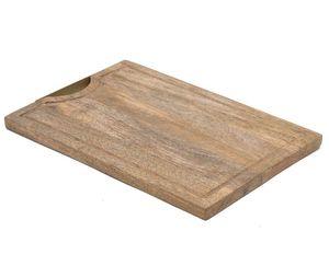 Planche à fromage en bois d'acacia à bas prix avec poignée en métal Passe au lave-vaisselle et planche à découper en bois de manguier avec rainures de jus - Product Image 3