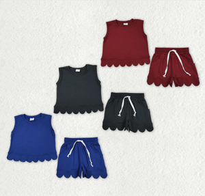 Conjuntos de Ropa para Bebés Niñas Hermanas: Chalecos sin Mangas con Bolsillos y Pantalones Cortos con Volantes - Product Image 1