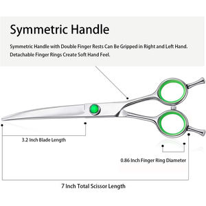 Ciseaux de toilettage pour animaux de compagnie de 7.5 pouces lames incurvées tranchantes ciseaux de coupe de cheveux d'animaux en acier inoxydable avec repose-doigt Double - Product Image 3