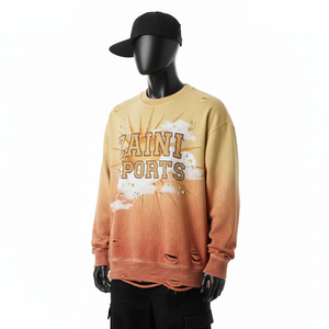 Sweat-shirt Premium 360GSM en molleton de coton épais, résistant à la décoloration, jaune orange, avec logo personnalisé imprimé en relief, sweat-shirts basiques - Product Image 3