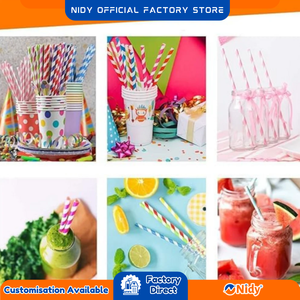 หลอดกระดาษย่อยสลายได้ Nidy |   หลอดดูดน้ำปลอดภัยสำหรับอาหาร เกรดอาหาร ปลอดภัยต่อสิ่งแวดล้อม เหมาะสำหรับสมูทตี้ น้ำผลไม้ งานปาร์ตี้ ร้านกาแฟ ร้านอาหาร และการใช้งานในชีวิตประจำวัน - Product Image 3