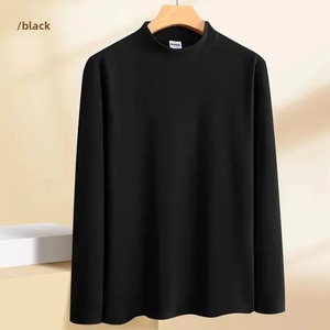 Camiseta Interior de Manga Larga para Hombre, Cuello Alto/Medio, Doble Cara de Felpa, Transpirable, Informal, Color Sólido, Abrigada, para Otoño e Invierno - Product Image 5