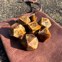Ensemble de 7 dés polyédriques en corne uniques, durables, écologiques et luxueux pour les jeux de rôle sur plateau, collectionneurs Tradebyd