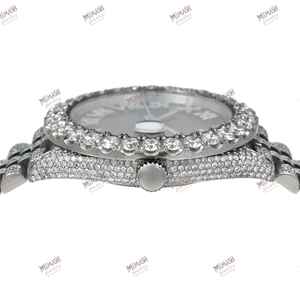 Best Quality 38mm Stainless Steel Fully Diamond Setting Royal Blue Analog Dial Quartz Watch Moissanite Diamond Auto date Watch - Product Image 3