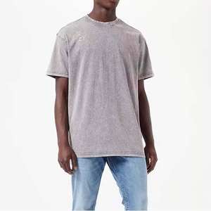 Camiseta de Algodón Vintage Lavada al Ácido para Hombre, al por Mayor, MOQ Bajo, Informal, Lisa, Talla Grande, Cuello Redondo, Estilo Urbano - Product Image 6