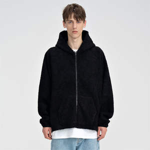 Streetwear unisexe polaire sweats à capuche avec fermeture éclair en gros haute qualité fermeture éclair blanc hommes sweats hiver veste mode - Product Image 2