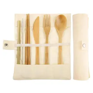 BAMBOO CUTLERY SET Restaurant Party Giveaways CLASSIC Smooth Beautiful Yellow Disposable Sustainable Flatware Sets