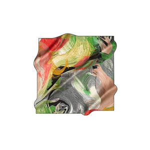 Écharpe en crêpe de soie carrée dessinée à la main 90x90 - Product Image 1