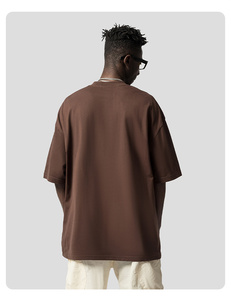 T-shirts pour hommes de taille européenne 260g T-shirt streetwear vierge décontracté à épaules tombantes de luxe surdimensionné avec logo personnalisé pour hommes - Product Image 5