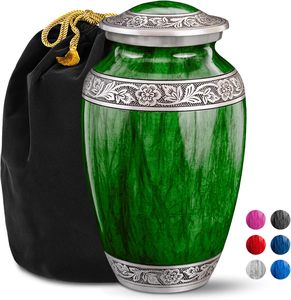 Urna grande de cremación azul para adultos, urna funeraria conmemorativa única de esmalte de aluminio moderno de alta calidad para simpatía amada - Product Image 2