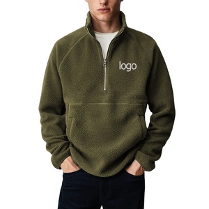 OEM personnalisé hommes demi-fermeture éclair polaire pull-over veste coupe ample thermique Streetwear avec logo brodé - Product Image 2