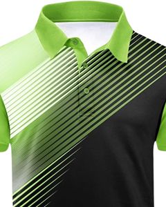 Camiseta Polo Personalizada para Hombre, Diseño de Rayas Diagonales Verde y Negro, Manga Corta, Camiseta de Golf, Tejido Transpirable y Suave, Personalización OEM - Product Image 4
