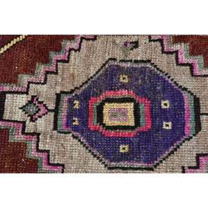 พรมตุรกีขนาดเล็ก 1x2.3 ฟุต (30x71 ซม.) สีน้ำตาลลายดอกไม้สไตล์วินเทจ - Product Image 4