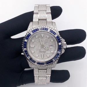 Nouvel arrivage de montre-bracelet mécanique automatique en acier inoxydable diamant Moissanite coupe baguette VVS glacé Hip Hop Bling tendance - Product Image 1