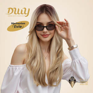 Evie-DWY 24 Inches Glueless Synthetic <b>Wig</b> for Women Mid-Length Wavy for Ombre Blonde Bangs High Quality Loose Wave Transparent - Product Image 1