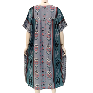 Robe mi-longue pour femme à manches courtes et col carré en tissu rayonne de qualité supérieure par Chrysanta - Product Image 4