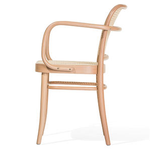 Chaise de salle à manger en bois de teck massif au design moderne avec assise et dossier en rotin tissé pour intérieur et extérieur - Product Image 6