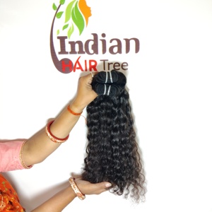 Extensiones de Cabello Humano Remy Ondulado Natural Negro Sin Procesar de un Solo Donante, Tejido de Templo Indio, Doble Trama a Máquina - Product Image 5
